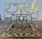Vtg Brass Book Stand Adjustable Book Stand Cookbook Holder Lectern Easel Folding