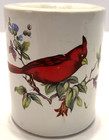 Vtg Cardinal flowers Small 2  Cylinder Ceramic Taper Candle Holder