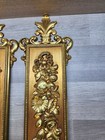 Vintage Pair Syroco 1970s gold Flowers Fruit Wall Plaques Mid Century 7221 7222