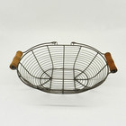 Oval Metal Wire Egg Basket Wire Basket With Wooden Handle Country Vintage Style 