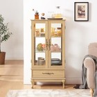 Lighted Glass Display Curio Accent Storage Cabinet W 1 Drawer 3-tier Curio Case