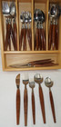 Mid Century Modern Teak Wood Handle Holland 36 Pieces Stainless