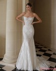 Exquisite White Lace Mermaid Strapless Wedding Dresses Elegant Zipper Back