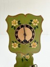 Vintage Miniature Grandfather Clock Wood Hand Painted Green 8    No Key Read