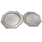 Vintage Wilton Columbia Rwp Pewter Plates Set Of 2 Octagonal Design
