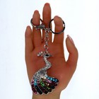Silver Finish Multi-color Rhinestones Keychain Bag Charm