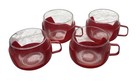 Vintage Melitta Coffee Cups Set Of 4 Clear Glass Red Plastic Holder Made Germany