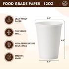 12 Oz 1000 Pack Disposable Paper Coffee Cups  Bulk White Hot To Go Cups For H   