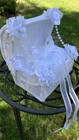 Ring Bearer Pillow Chest White Satin Pearls Rhinestones Flowers Wedding 