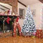 8ft Artificial Christmas Tree 8 Ft Snow Flocked Tip Hinged Holiday Xmas