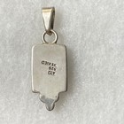 Vintage Ati Taxco Mexico 925 Sterling Silver Rectangle Turquoise Pendant