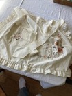 Vintage Cream   Half Apron Hand Embroidered Handmade With Flowers