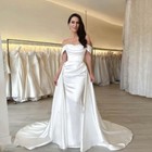 Elegant Wedding Dresses Mermaid With Detachable Train Off Shoulder Bridal Gown