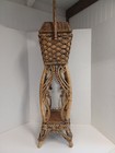 Antique Victorian Heywood Wakefield Wicker Rattan Standing Sewing Basket - Euc