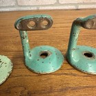  3  Antique Vintage Stair Rail Banister Braket Mounts Blue Brass
