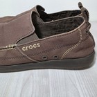 Crocs Walu Mens 9 Canvas Slip-on Boat Shoes Brown 11270 Casual Loafers Outdoor 