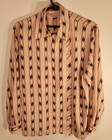 Halston Ill Womens Size 10 Botton Down Black pink gray Blouse Long Sleeve Dress 