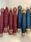 Wood Quills Wooden Bobbins Thread Wrapped Spool Threaded Textile Factory Lot-12 
