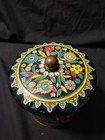 Vintage Daher Lidded Tin Made In England Multicolor Floral Embossed Design