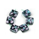 6 Handmade Lampwork Glass Blue Lavender Purple Swirl Square Beads 16mm