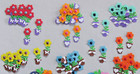 Handmade Paper Shapes Punchies 90 Tiny Flower Pots 5 Heart Frames Spring Flowers