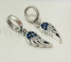 Pair Of 2 Sparkling Splitable Angel Wings Pandora Charm Blue Always Be There New