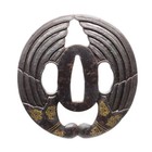Tsuba Feather Duster Japanese Antique Sword Fitting Samurai Katana Wakizashi
