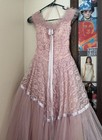 Super Cute 1950s Pink Lace Cupcake Dress With Purple Ribbon - Great Condition