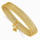 14k Yellow Gold W  Dangle Heart Oversized Slip-on Set Of 7 Textured Bangles