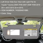 Left Driver Side Sun Visor W  Lights Fits For 2005-2015 Toyotatacoma7432004210b0