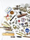 Vintage Junk Drawer Lot Trinkets Knives Coins Keys Pencils Pins Misc