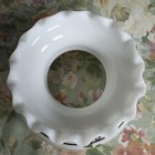 Vintage White Milk Glass Hand Painted Floral Ruffle Lamp Shade 6 75  Fitter
