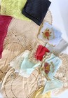 Vintage 14 Piece Lot Handkerchief Crochet Doily Embroidered Floral Lace Scallop