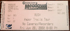 Rush Vapor Trails 2002 Hartford 1st Night Front   Center Row Vip Ticket Winners