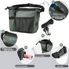 Dog Treat Training Pouch Built-in Poop Bag   Side Pocket Dispenser Grayishgreen