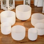 White 432hz 6 -12  Set Of 7 Frosted Quartz Crystal Singing Bowl W case Meditate