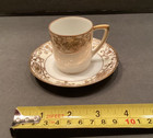 Noritake 175 Christmas Ball Flat Demitasse Cup   Saucer Set   2 Green Backstamp 