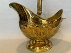 Vintage Rare Hand Chased English Brass Coal Scuttle Bucket  19  Tall W handle