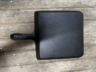 Vintage Unmarked Lodge Square Cast Iron Skillet 9 5 8    Restored 