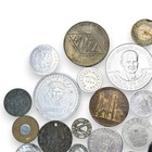 Vintage Brass   Aluminum Mixed Tokens Including Transit Parking Trade Lot Of 38