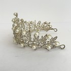 Wedding Crown Tiara Pearls Rhinestones Silver Princess Attach Veil Quincea  era
