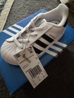 Adidas Originals Superstar Unisex Kids White black Leather Sneakers Us 8k Eu 25