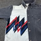 Vintage Express Rider Shirt Mens Medium Black White Western Aztec Button 90s