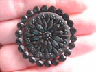 Vintage Large 1-3 8  Passementerie Black Glass Button - G123