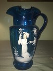 Absolutely Stunning Victorian Mary Gregory Hp Ruffled Pitcher Tea lemonade