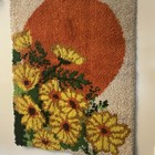 Vintage 1970s Floral Latch Hook Wall Hanging Yarn Art Boho Hippie 29x40 Retro