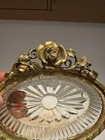 Vintage Matson Filigree Gold Ormolu Roses Glass Soap Dish Regency