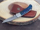 Damascus Folding Pocket Knife With Small Defects Handmade  see Description 