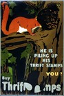 Wwi Canada Thrift Stamps Squirrel 1918 War Propaganda Poster Art Print