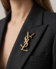 Auth Ysl  Brooch Logo Yves Saint Laurent